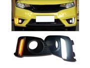 iJDMTOY 2 Xenon White Amber Yellow Switchback OEM Fit LED Daytime Running Lights w Turn Signal Function For 2015 up Honda FIT