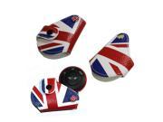 iJDMTOY 1 Red Blue Union Jack UK Flag Style Real Leather Key Fob Cover Holder For 2008 up MINI Cooper R55 R56 R57 R58 R59 R60 R61 F55 F56
