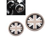 2 73mm Black Union Jack UK Flag Style Soft Silicone Cup Holder Coasters For MINI Cooper R55 R56 R57 R58 R59 Front Cup Holders