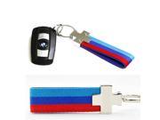 1 M Colored Stripe Nylon Band with Inner Leather Key Chain Keychain Ring For Bimmer