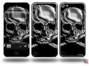 Chrome Skull on Black Decal Style Vinyl Skin fits Apple iPod Touch 5G IPOD NOT INCLUDED