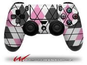 Argyle Pink and Gray Decal Style Wrap Skin fits Sony PS4 Dualshock 4 Controller CONTROLLER NOT INCLUDED