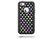 Pastel Hearts on Black Decal Style Vinyl Skin fits Otterbox Defender iPhone 5C Case CASE NOT INCLUDED