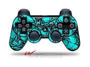 Sony PS3 Controller Decal Style Skin Scattered Skulls Neon Teal CONTROLLER SOLD SEPARATELY