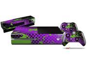 Halftone Splatter Green Purple Holiday Bundle Decal Style Skin Set fits XBOX One Console Kinect and 2 Controllers XBOX SYSTEM SOLD SEPARATELY