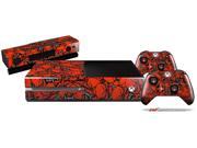 Scattered Skulls Red Holiday Bundle Decal Style Skin Set fits XBOX One Console Kinect and 2 Controllers XBOX SYSTEM SOLD SEPARATELY