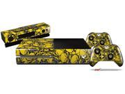 Scattered Skulls Yellow Holiday Bundle Decal Style Skin Set fits XBOX One Console Kinect and 2 Controllers XBOX SYSTEM SOLD SEPARATELY