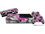 Sexy Girl Silhouette Camo Hot Pink Fuschia Holiday Bundle Decal Style Skin Set fits XBOX One Console Kinect and 2 Controllers XBOX SYSTEM SOLD SEPARATELY