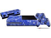 Triangle Mosaic Blue Holiday Bundle Decal Style Skin Set fits XBOX One Console Kinect and 2 Controllers XBOX SYSTEM SOLD SEPARATELY