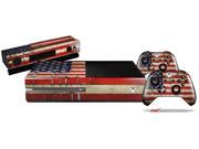 Painted Faded and Cracked USA American Flag Holiday Bundle Decal Style Skin Set fits XBOX One Console Kinect and 2 Controllers XBOX SYSTEM SOLD SEPARATELY