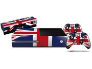 Union Jack 02 Holiday Bundle Decal Style Skin Set fits XBOX One Console Kinect and 2 Controllers XBOX SYSTEM SOLD SEPARATELY