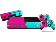Ripped Colors Hot Pink Neon Teal Holiday Bundle Decal Style Skin Set fits XBOX One Console Kinect and 2 Controllers XBOX SYSTEM SOLD SEPARATELY