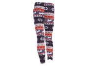 Woman Juniors Colorful Knitted Leggings Tights w Snowflake Deer Print