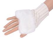 Winter Soft Fuzzy Faux Fur Fingerless Mitten Gloves