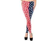 Ladies Stylish Patriotic Leggings Pants Tights in Red and Blue w Star Accents