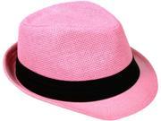 Simplicity Women s Summer Classic Fedora Style Straw Hat Black Band Light Pink