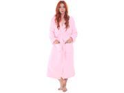 Warm Soft Coral Fleece Night Bath Robes Spa Shawl Belt Hooded Gown Pink