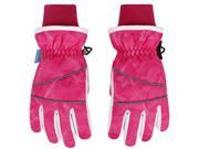 Girl s Winter Cold Weather Contrast Color Snowboard Ski Gloves Pink