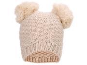 Simplicity Women s Double Pom Balls Chunky Slouchy Warm Beanie Cap Hats for Winter Biege