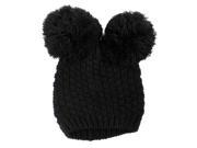 Simplicity Women s Double Pom Balls Chunky Slouchy Warm Beanie Cap Hats for Winter Black