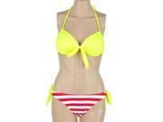 Bikini Push up Bandeau Top Hipster Pant Bottom Swimwear Swimsuit Green L