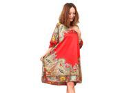 Silky Loose Kimono Style Nightgown w Side Slits Short Sleeve Valentine s Day Red