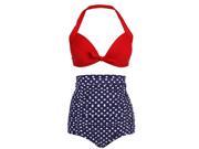Simplicity® Vintage High Waist Swimsuit Swimwear Bikini Set 7336_Blue Bottom L
