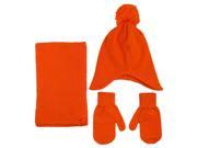 Children Kids Warm Knit Beanie Pom Scarf Gloves Set for Winter Orange