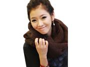 Simplicity Elegant Circle Infinity Loop Scarf Warm 2 Circle Knit Cowl Neck Long Shawl Coffee