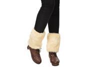 Women Boots Shoes Cover Cuff Toppers Muffs Faux Fur Leather Leg Warmer Light Beige