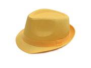 Simplicity Unisex Satin Trimmed Lightweight Classic Style Fedora Straw Hat Yellow