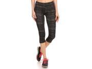 Simplicity Athletic Seamless Active Ombre Jacquard Leggings Waistband Yoga Gym Capri Pants Charcoal Black Grey L