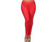 Women s Fashion Jeans Look Rhinestone Jeggings Pencil Pants Leggings 5 Pockets Red Size XL