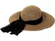 Simplicity Women Lady Wide Brim Floppy Hat Folding Derby Summer Beach Sun Straw Cap Brown