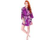 Simplicity Sexy Comfortable Peacock Print Kimono Short Weddubg Robe Sleepwear Nightdress Purple