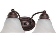 Nuvo Empire 2 Light 15 inch Vanity w Alabaster Glass Bell Shades