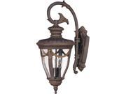 Nuvo Philippe 3 Light Large Wall Lantern Arm Down w Seeded Glass