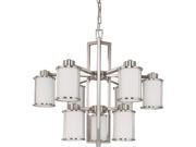 Nuvo Odeon ES 9 Light Chandelier w White Glass 9 13w GU24 Lamps Included