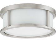 Nuvo Odeon ES 2 Light 13 inch Flush Dome w White Glass 2 13w GU24 Lamps Included
