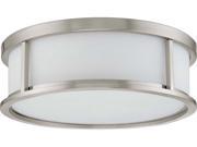 Nuvo Odeon ES 3 Light 15 inch Flush Dome w White Glass 3 13w GU24 Lamps Included