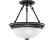 Nuvo 2 Light 11 inch Semi Flush w Frosted White Glass 2 13w GU24 Lamps Included