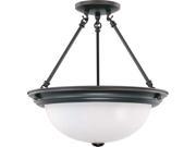 Nuvo 3 Light 15 inch Semi Flush w Frosted White Glass 3 13w GU24 Lamps Included