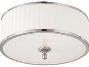 Nuvo Candice 3 Light Flush Dome Fixture w Pleated White Shade