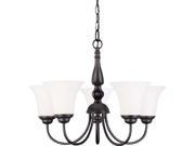 Nuvo Dupont 5 light 21 inch Chandelier w Satin White Glass