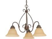 Nuvo Castillo 3 Light 26 inch Chandelier w Champagne Linen Washed Glass