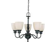 Nuvo Bella 5 Light arms up Chandelier w Biscotti Glass