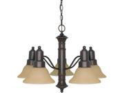 Nuvo Gotham 5 Light 25 inch Chandelier w Champagne Linen Washed Glass