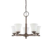 Nuvo Teller 5 Light Chandelier w Frosted Etched Glass