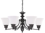 Nuvo Empire ES 6 Light 26 inch Chandelier w Frosted White Glass 6 13w GU24 Lamps Incl.