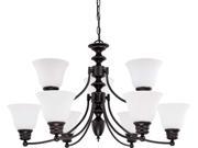 Nuvo Empire ES 9 Light 32 inch Chandelier w Frosted White Glass 9 13w GU24 Lamps Incl.